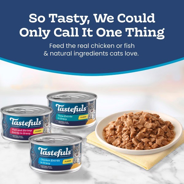 Tastefuls Natural Flaked Wet Cat Food Variety Pack, Tuna, Chicken, Fish