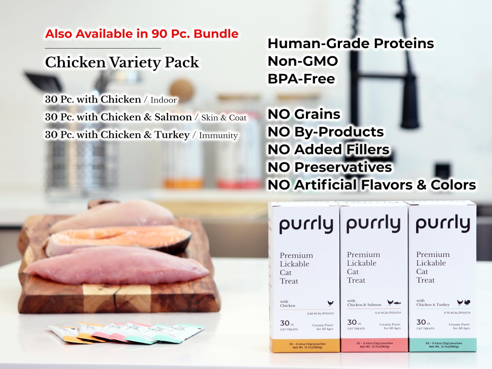 Purrly Lickable Wet Cat Treats Healthy Grain-Free 1 Count (Pack of 18)