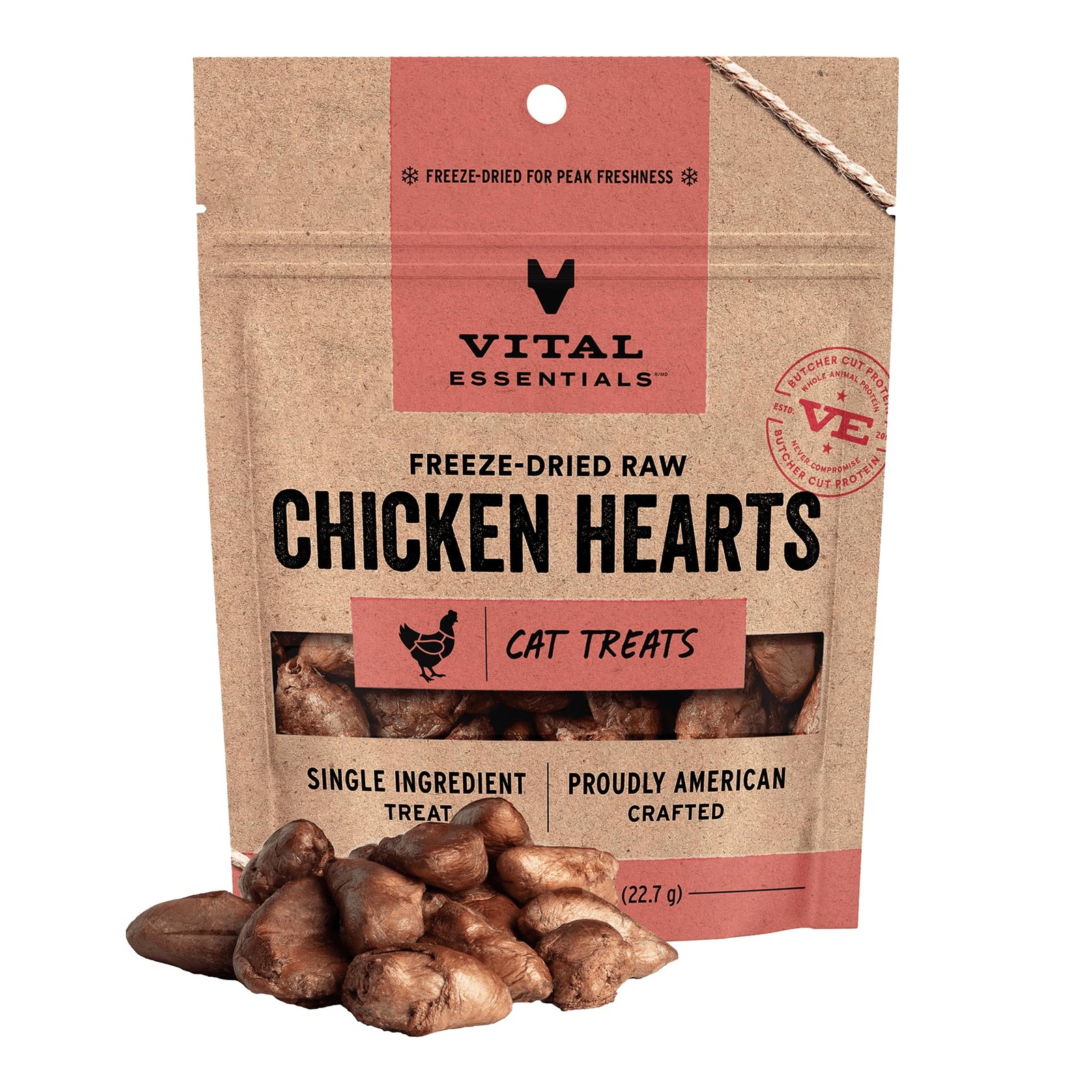 Freeze Dried Raw Chicken Hearts Cat Treats | Single Ingredient | Premium Qual…