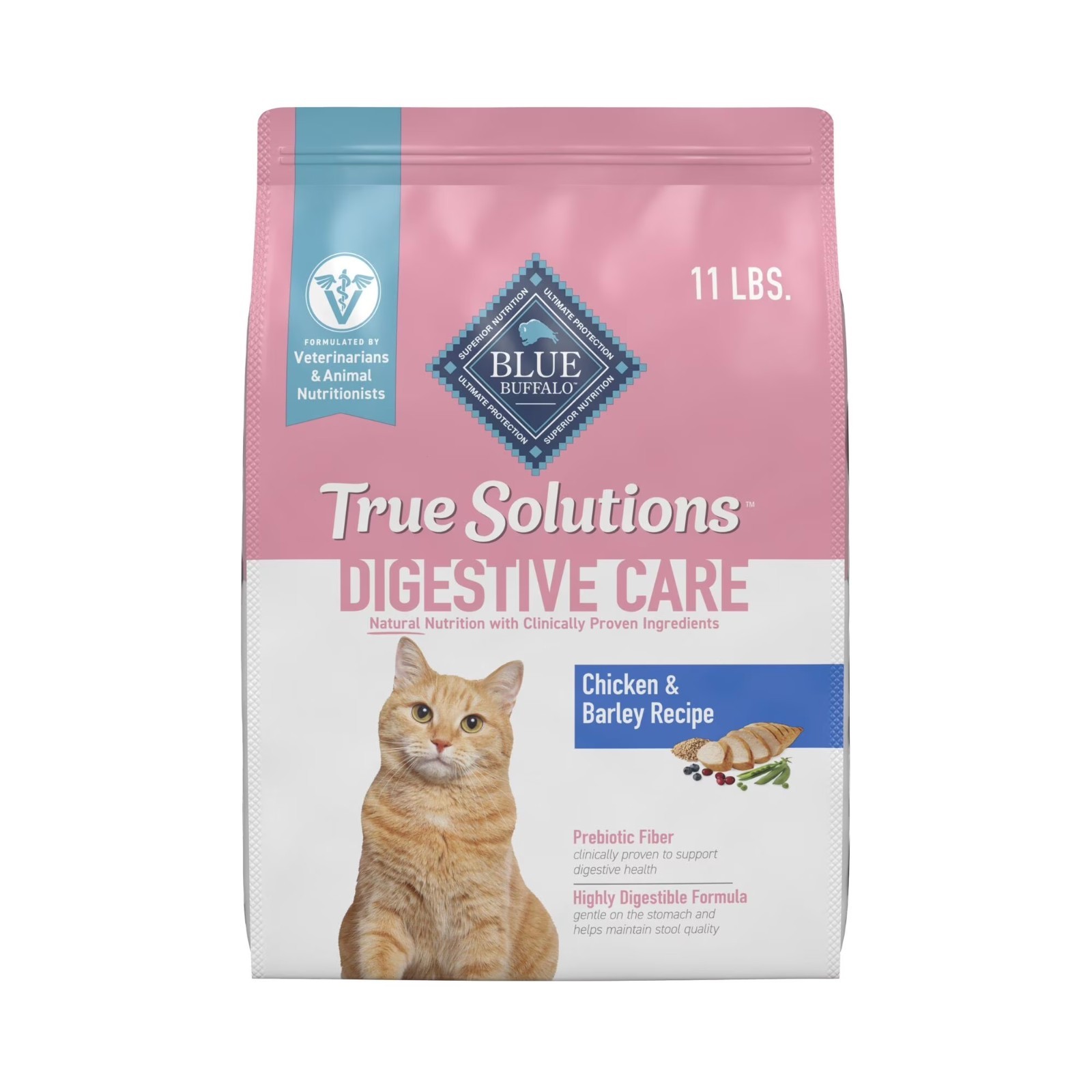 Blue Buffalo True Solutions Digestive Care Natural Dry Cat Food, Chicken, 11-lb.