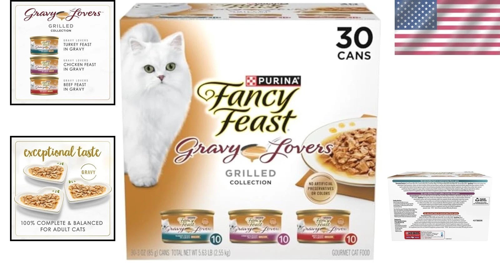 Delicious Gravy Lovers Cat Food Variety Pack – 30 Cans of Poultry & Beef Flavors