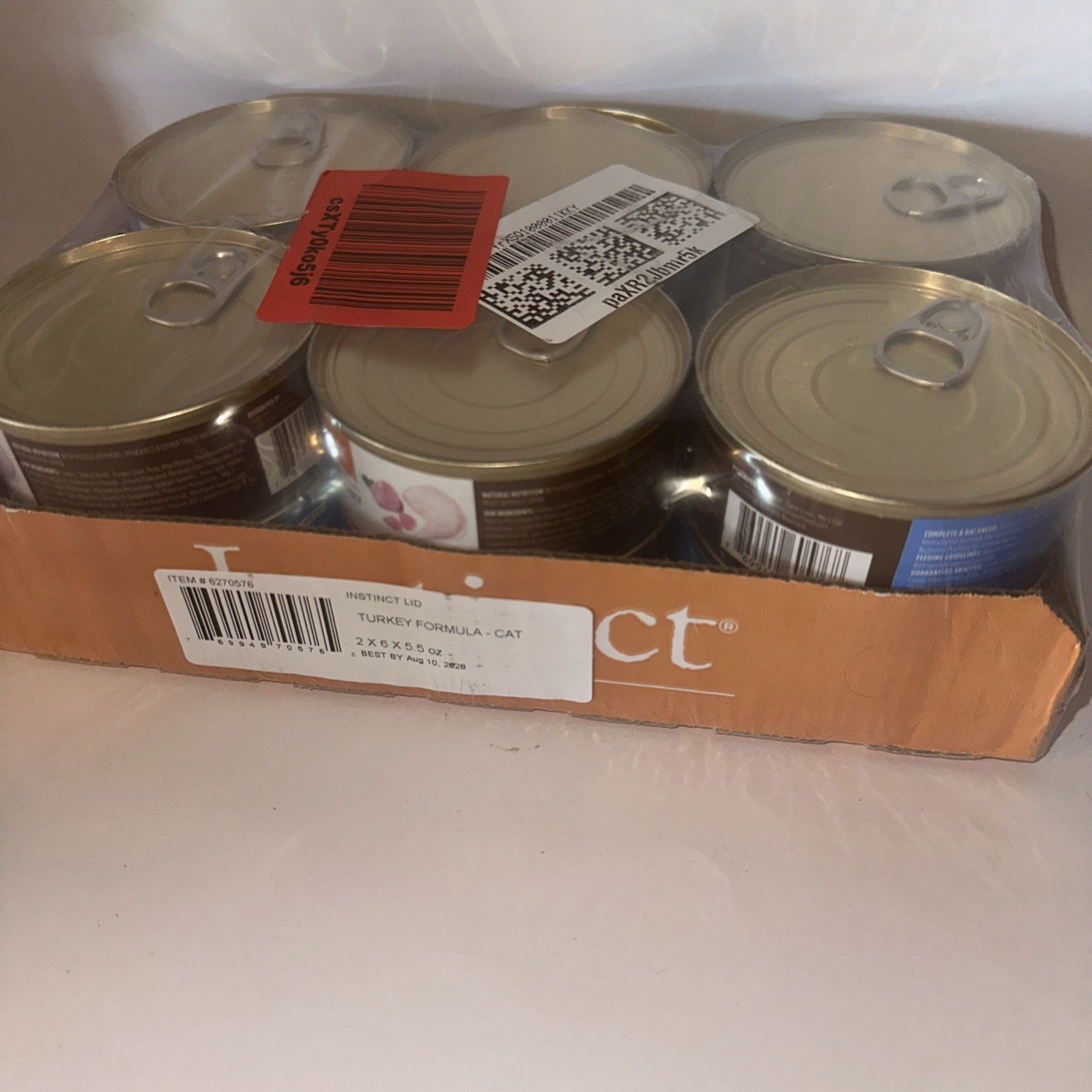 Instinct Turkey Recipe Pate Cat Food 12/5.5oz Cans Expires 2028