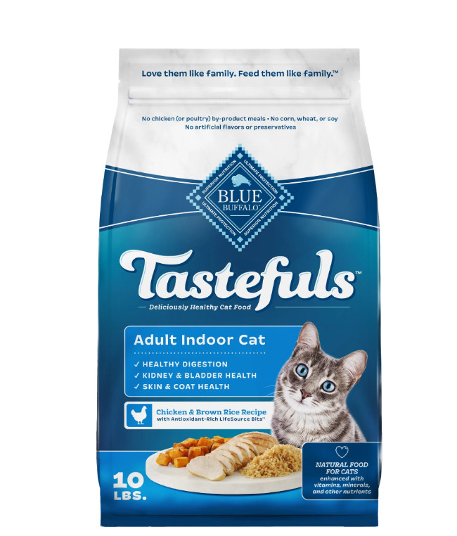 Blue Buffalo Tastefuls Chicken Brown Rice Indoor Cat Food 10LB Bag