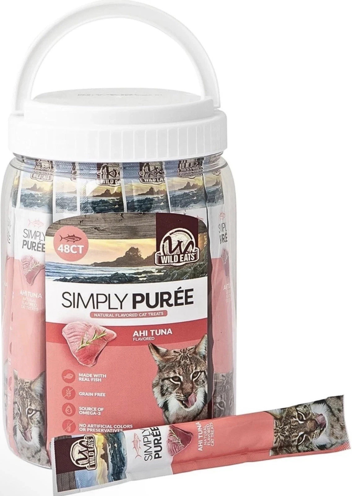 Wild Eats Simply Puree Ahi Tuna Tub for Cats – 48X 1/2oz High-Protein Servings