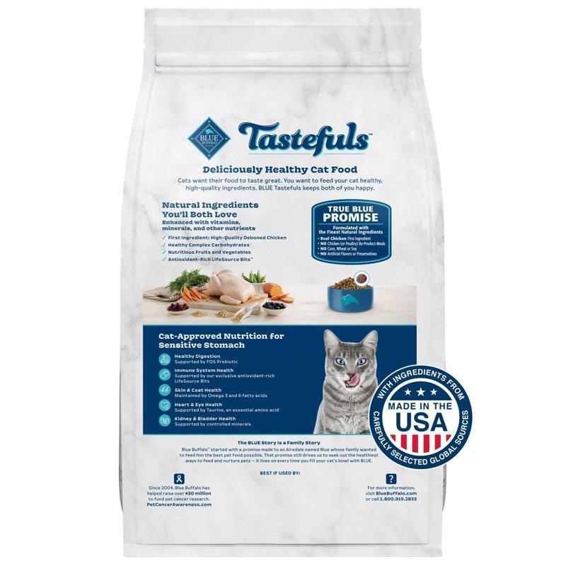 Blue Buffalo Tastefuls Chicken & Brown Rice Sensitive Stomach Cat Food 10lb Bag