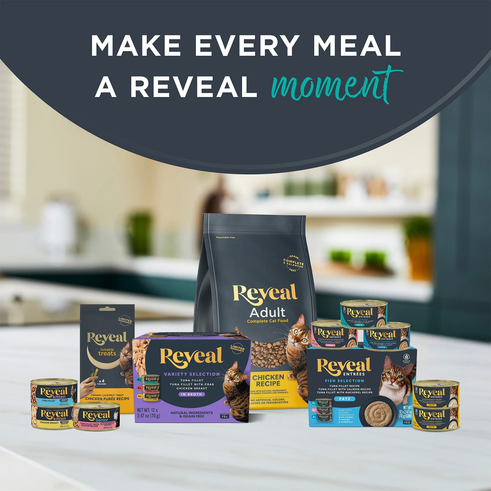 Reveal Natural Wet Cat Food, Chicken in Broth Variety Pack, 8 X 2.47Oz