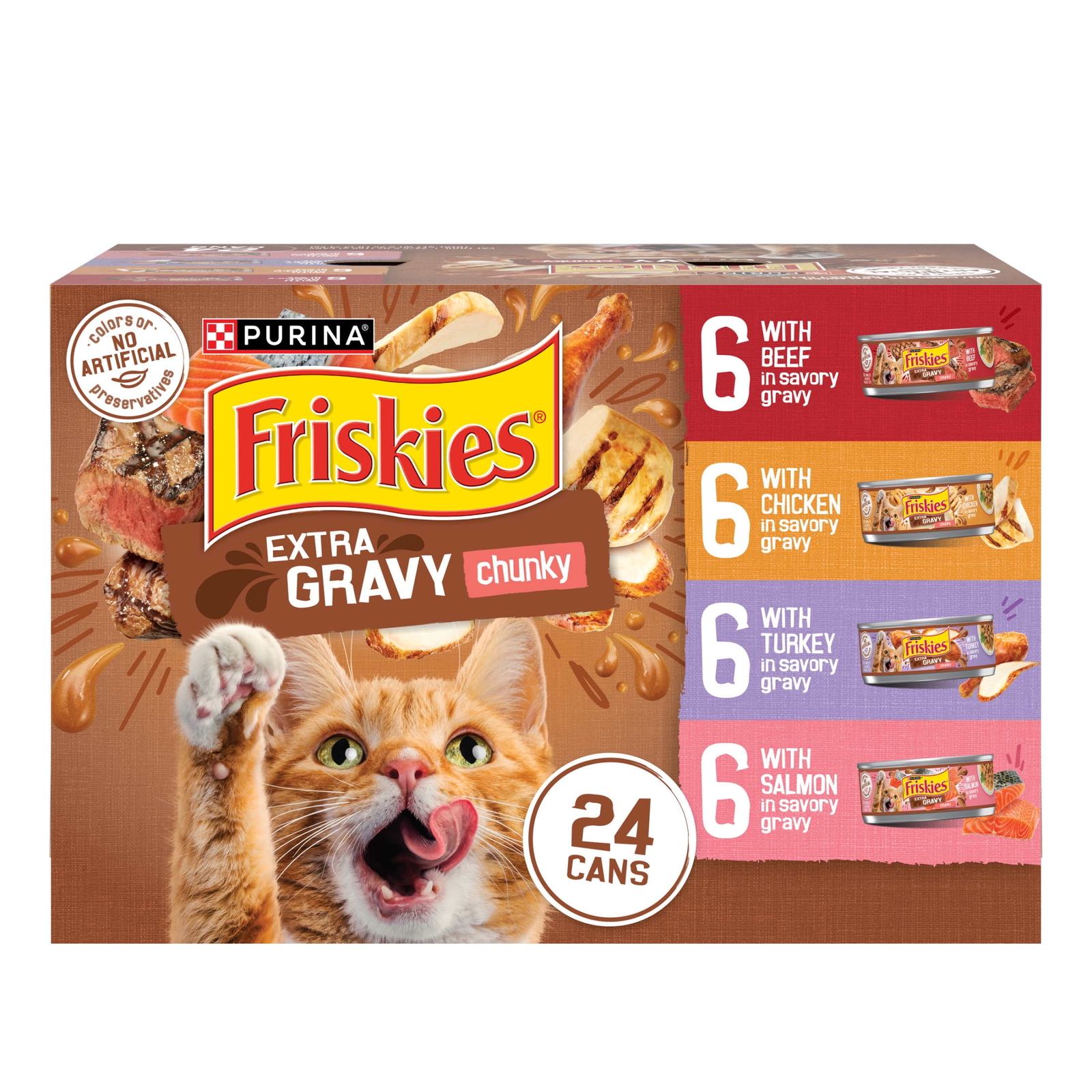 new， Extra Chunky Gravy Variety Pack, Wet Cat Food, 5.5 oz Cans, 24 Pack