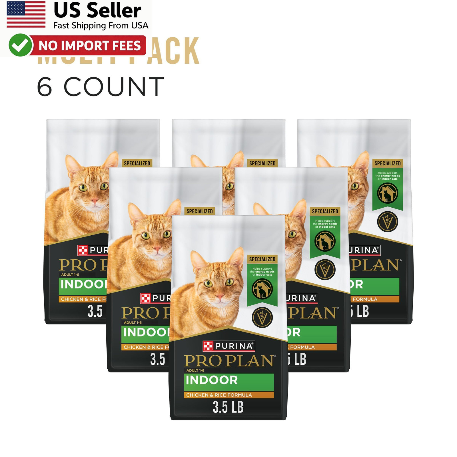 Purina Pro Plan Indoor Chicken Rice Formula Dry Cat Food 3.5 lb Bag FROM USA