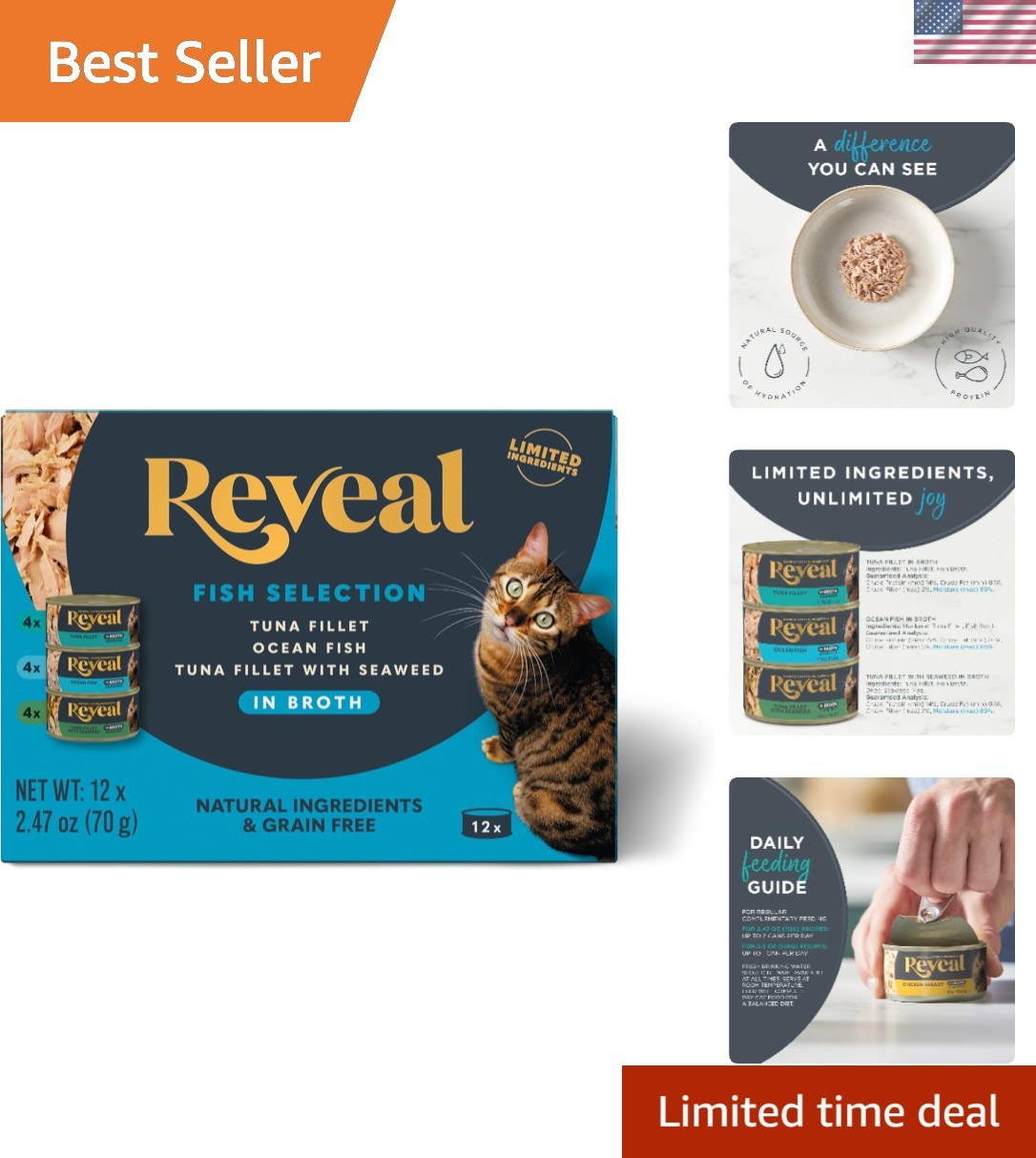 Natural Fish Variety Cat Food, 12-Pack, Grain-Free & Limited Ingredient Diet