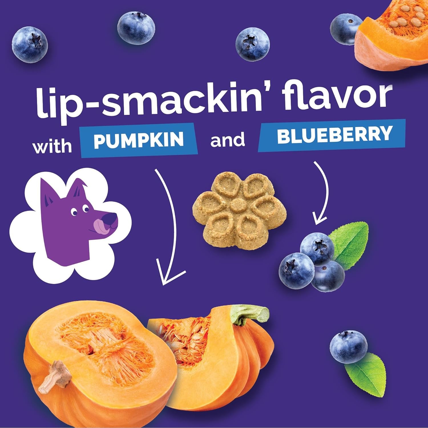Fruitables Baked Dog Treats Variety Pack of 8 (Pumpkin & Apple, Banana, Blueberr