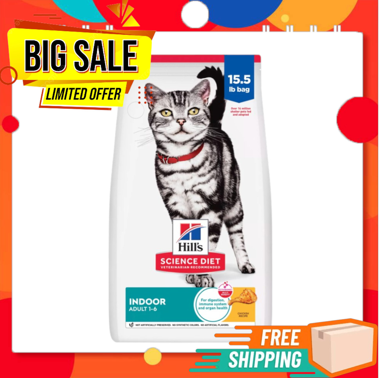 Hill’s Science Diet Adult Indoor Chicken Recipe Dry Cat Food, 15.5 lbs.