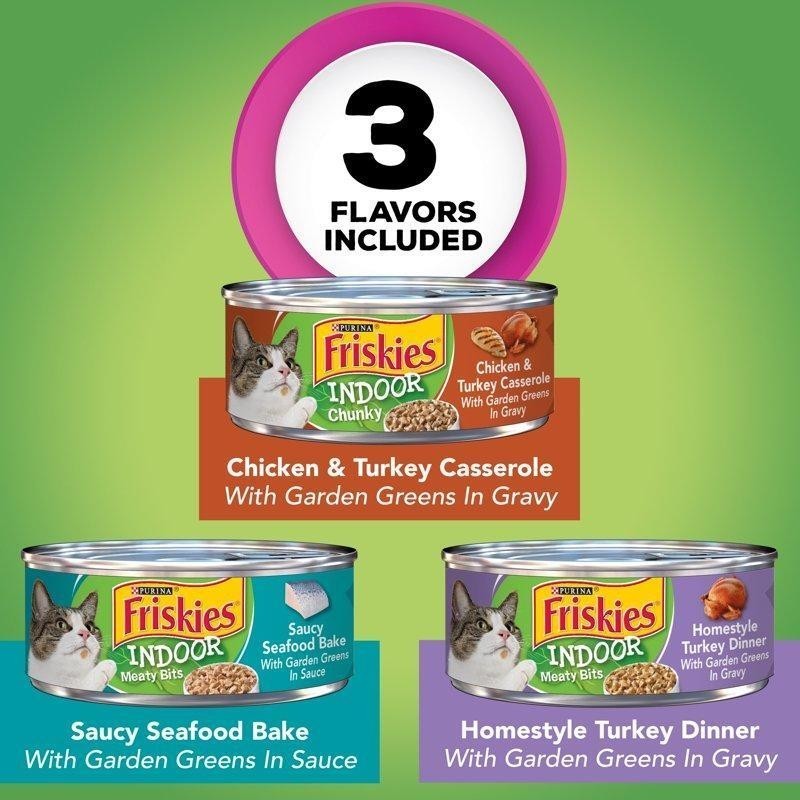 Indoor Wet Friskies Cat Food Chunks Variety Pack 5.5 oz Can 24 Pack Pet Supplies