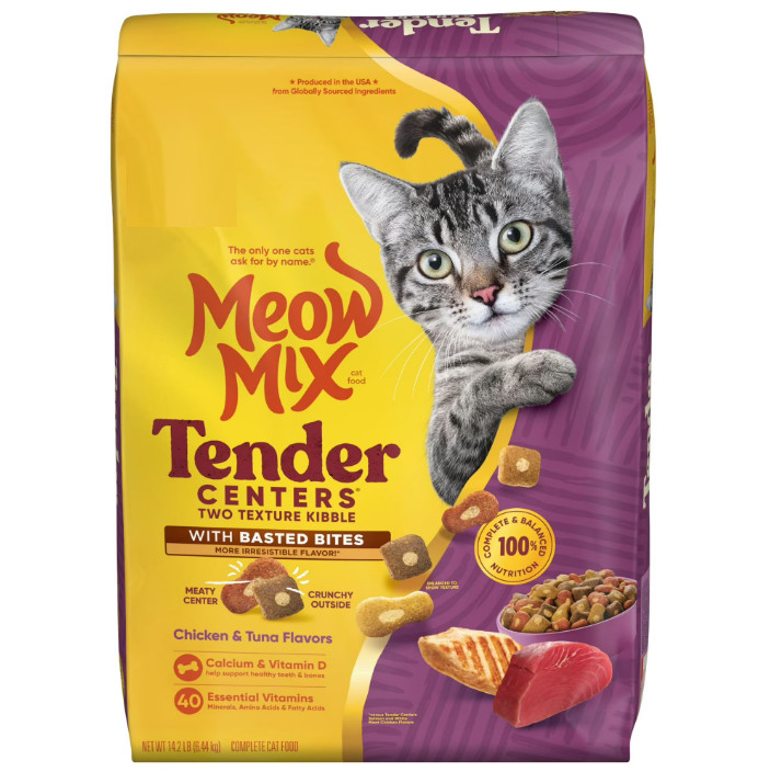 (2 pack) Meow Mix Tender Centers With Basted Bites – Chicken, Tuna, 14.2 lb Bag