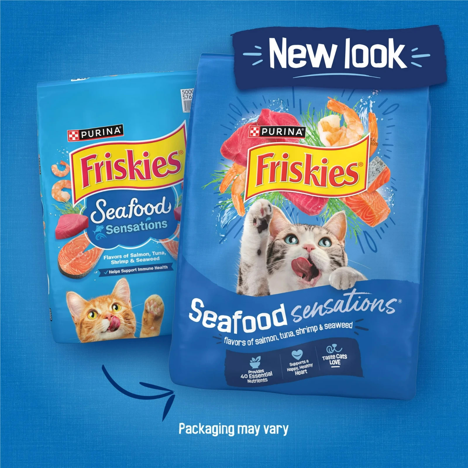 2P Purina Friskies Dry Cat Food Seafood Sensations (Salmon Tuna Shrimp) 30lb Bag
