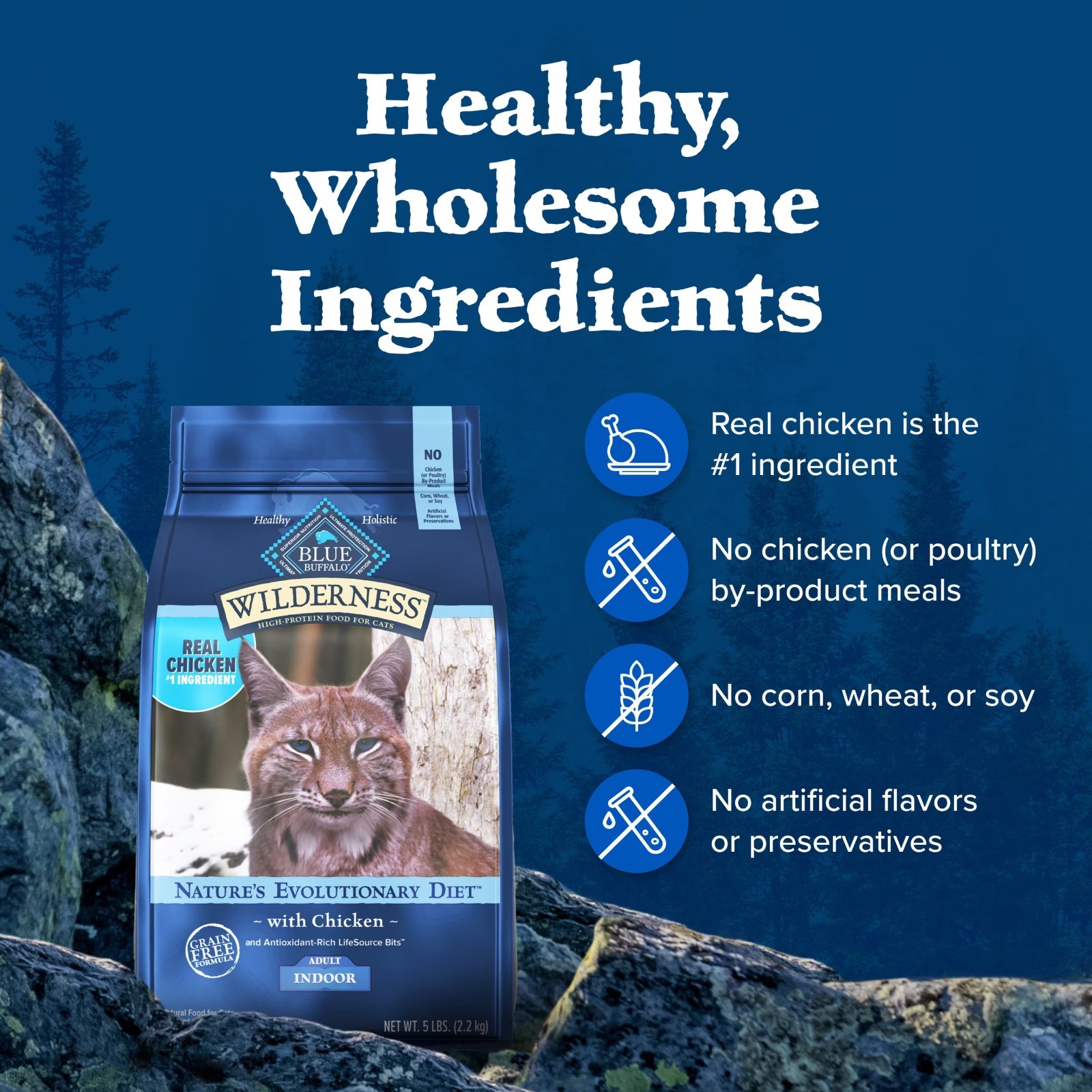 Blue Buffalo Wilderness Natural High-Protein, Grain-Free Dry Cat Food, Chicken,