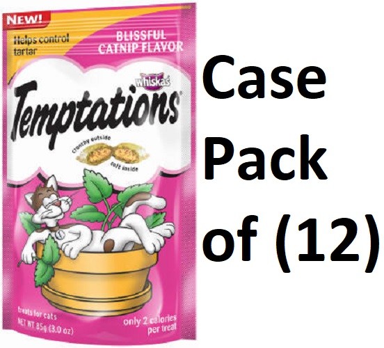 (12) Whiskas 10141203 3 oz Temptations Blissful Catnip Cat Snacks Treat Food