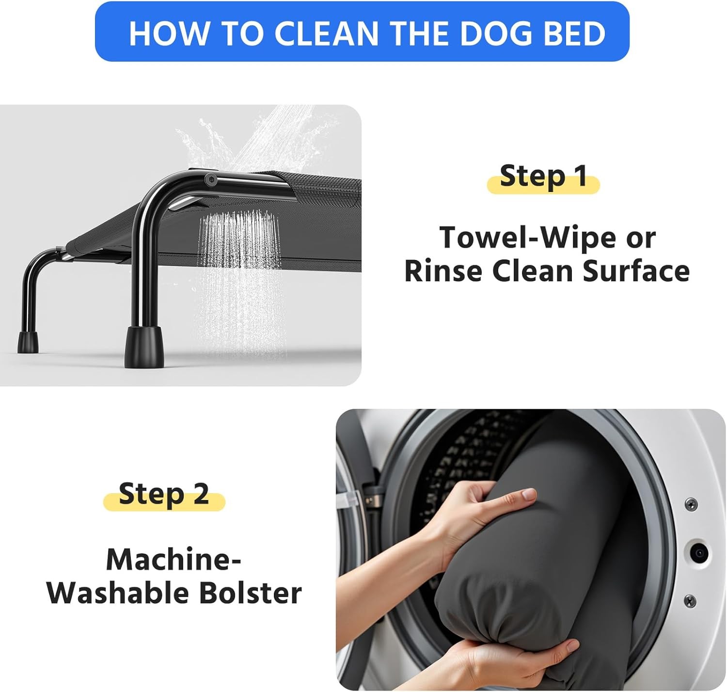 Simple Trending Elevated Dog Bed for Large Dogs, Cooling Raised Dog Cot with Bol