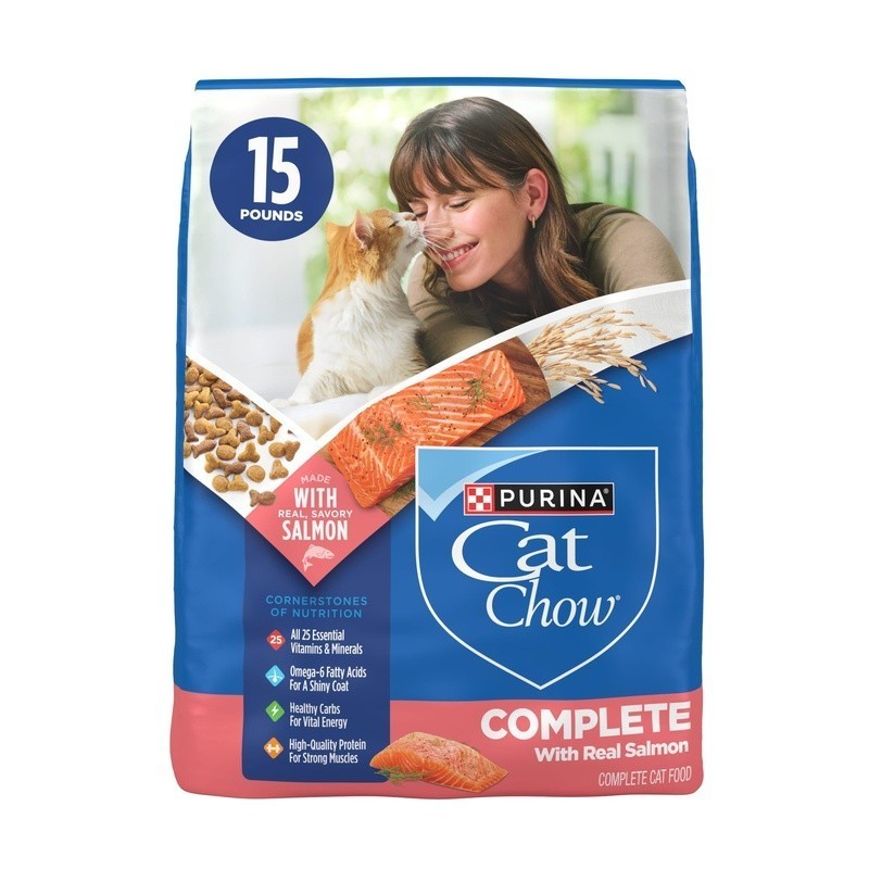 High Protein Dry Cat Food W/ Real Salmon Essential Nutrients All Life Stages New