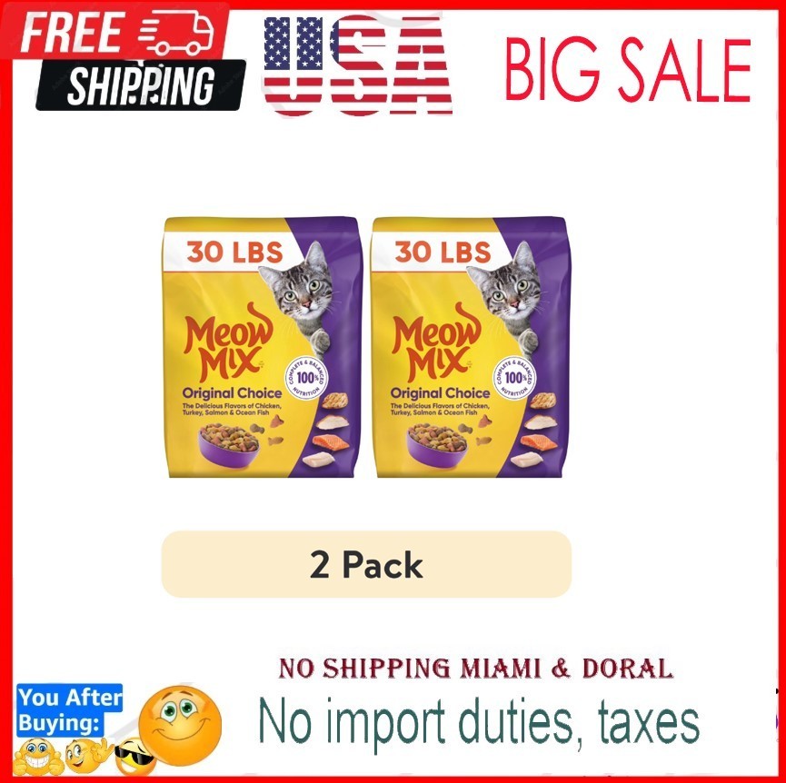 NEW 2 pack Meow Mix Original Choice Dry Cat Food, 30 lb Bag FREESHIPPING