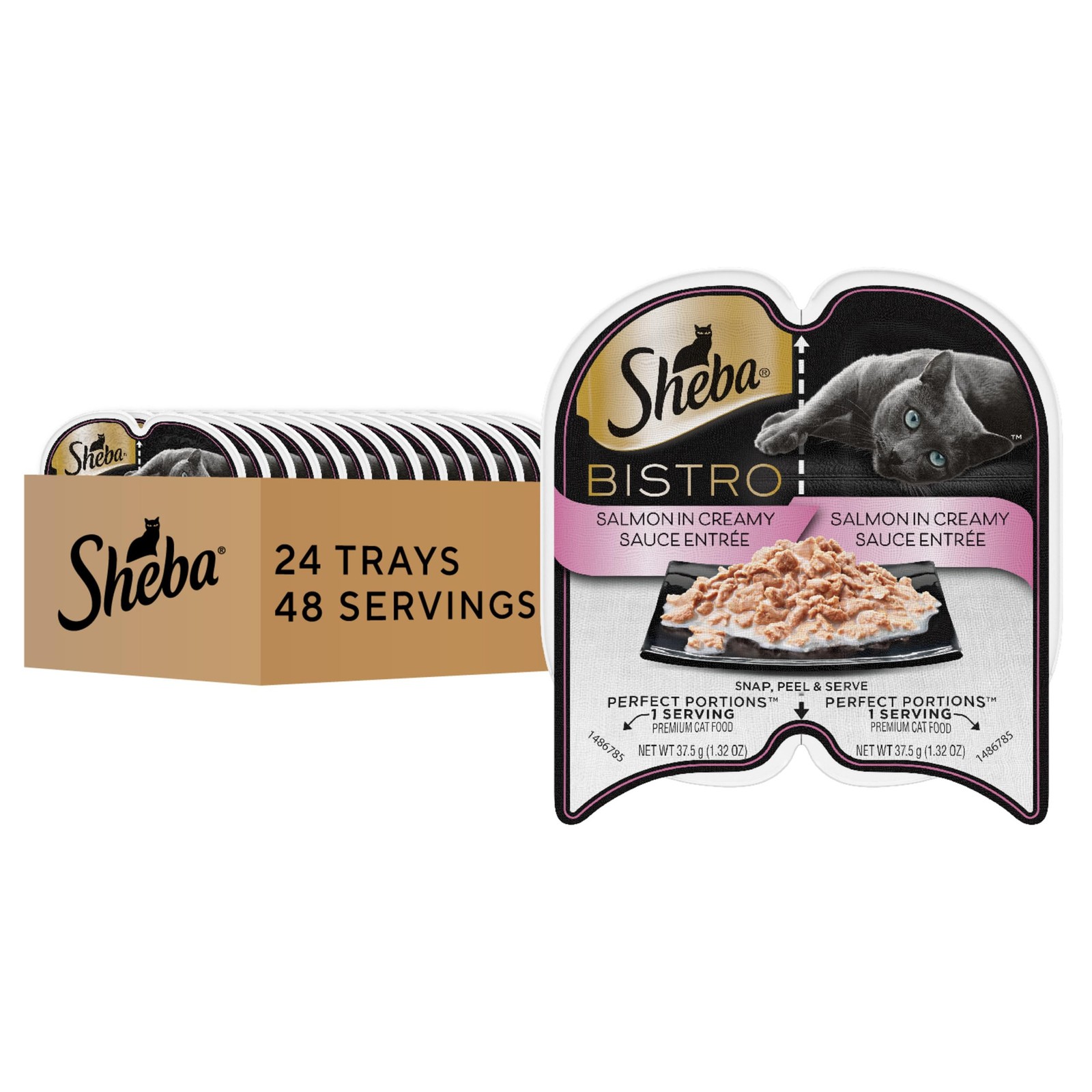 Wet Cat Food Salmon in Creamy Sauce 2.6 oz Twin-Pack Trays 24 Count 48 Servings