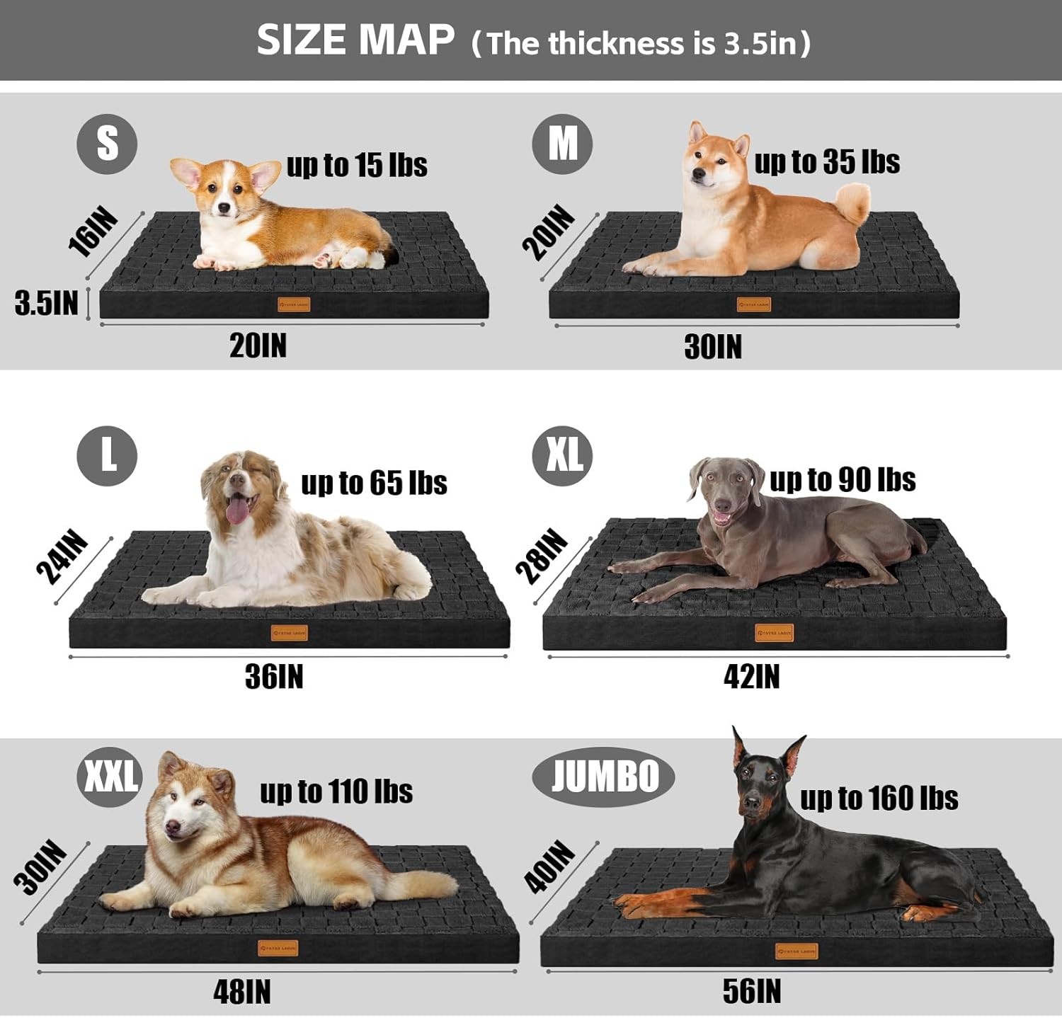 Patas Lague Orthopedic Dog Bed Large Sized Dog 36»X24», Waterproof Soft Comfor