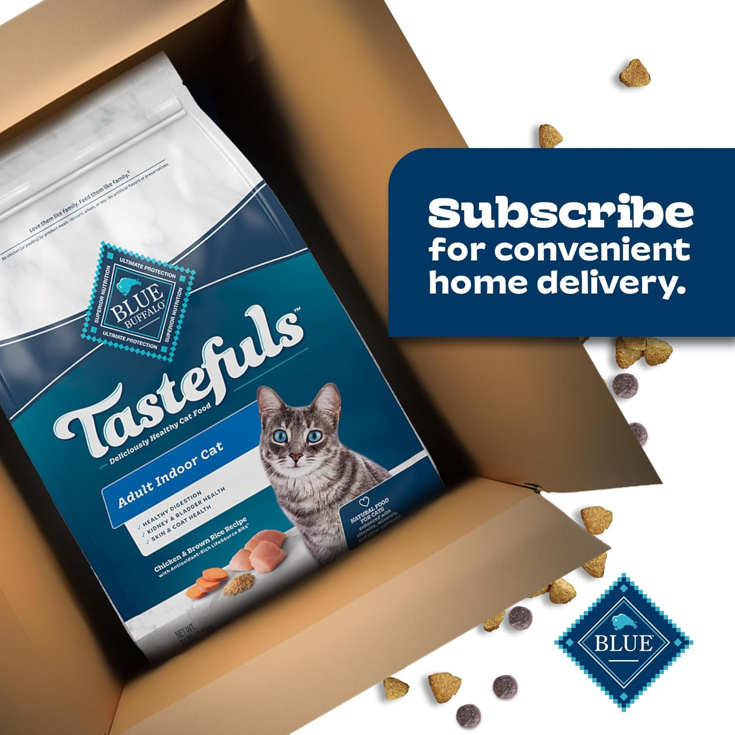 Tastefuls Adult Indoor Dry Cat Food, Chicken & Brown Rice, 3-Lb Bag