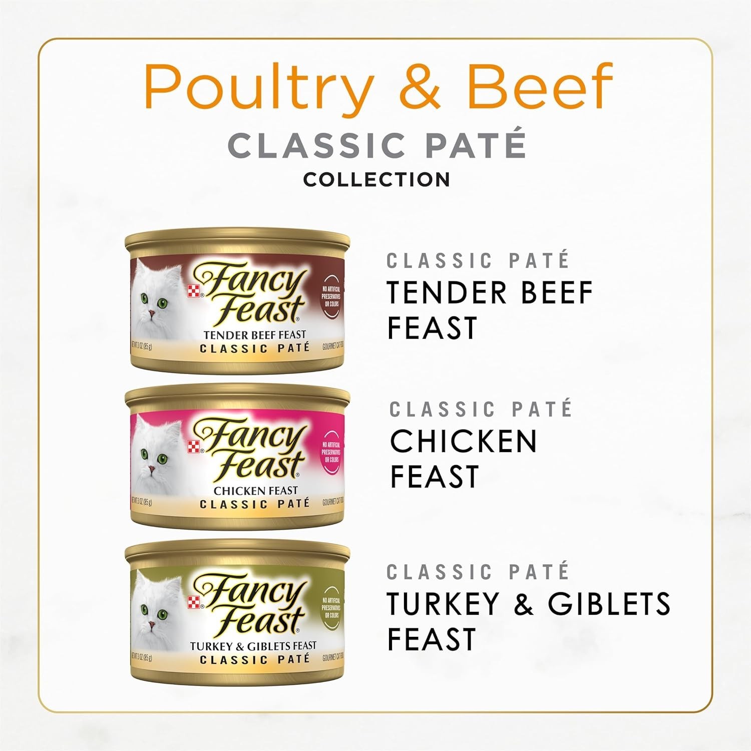 Gourmet Grain-Free Pate Cat Food Variety Pack – 30 Cans of Beef, Chicken, Turkey