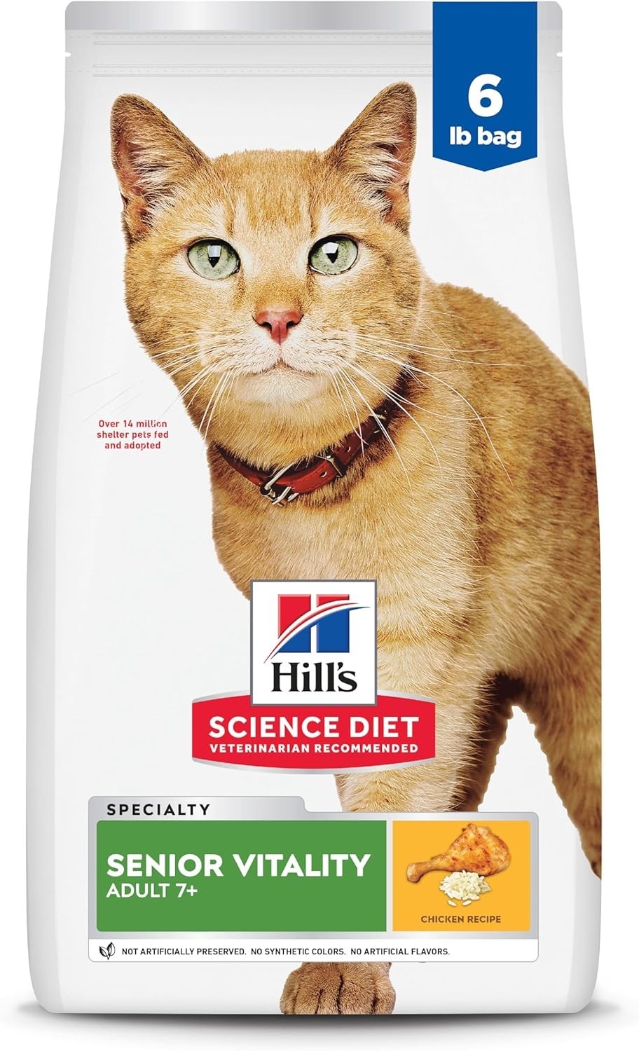 Hill’s Science Diet Senior Vitality Adult Senior 7+ Dry Cat Food- Chicken. 12 Lb