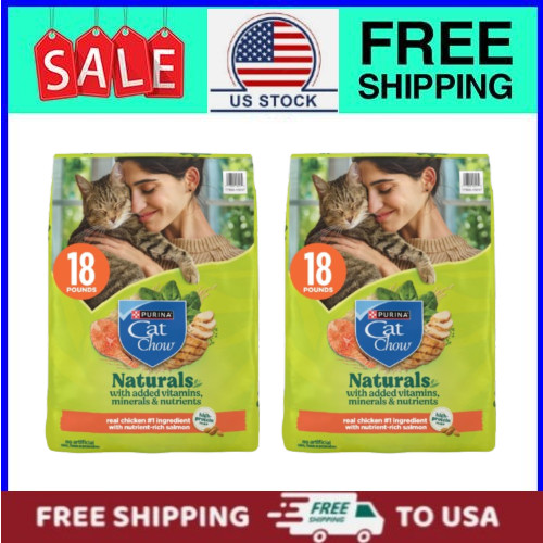 (2 pack) Purina Cat Chow Naturals, Original, 18LB/bags