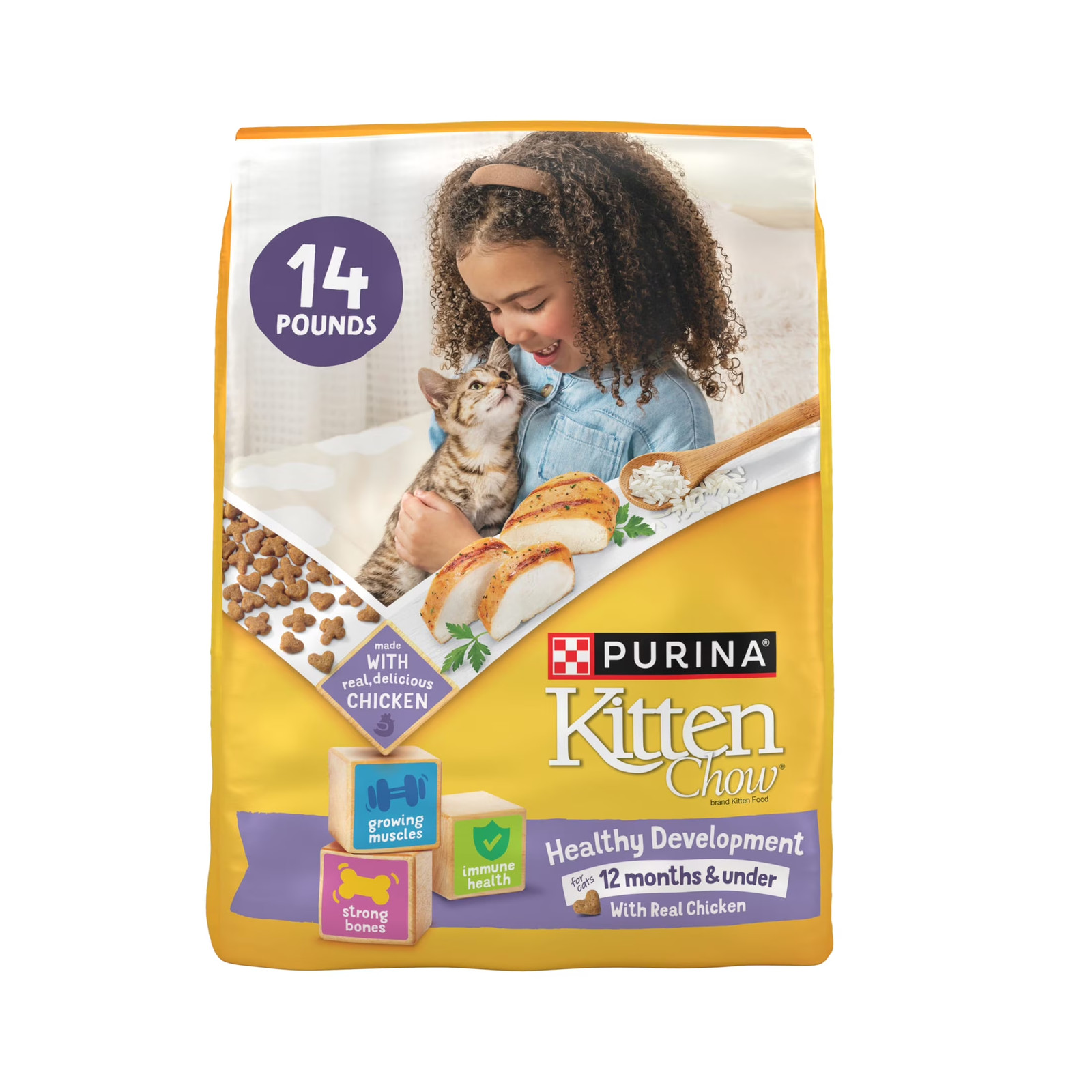 Purina Kitten Chow Healthy Development, Indoor Dry Kitten Food, Chicken, 14 Lb B