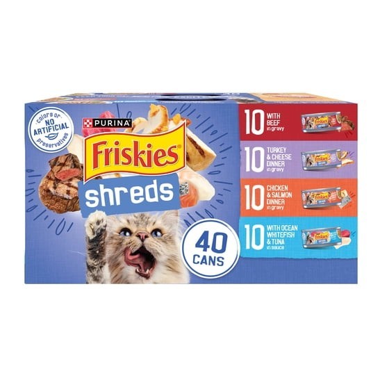 Purina Friskies Shreds Gravy Variety Pack, Wet Cat Food, 5.5 oz Cans (80 Count)