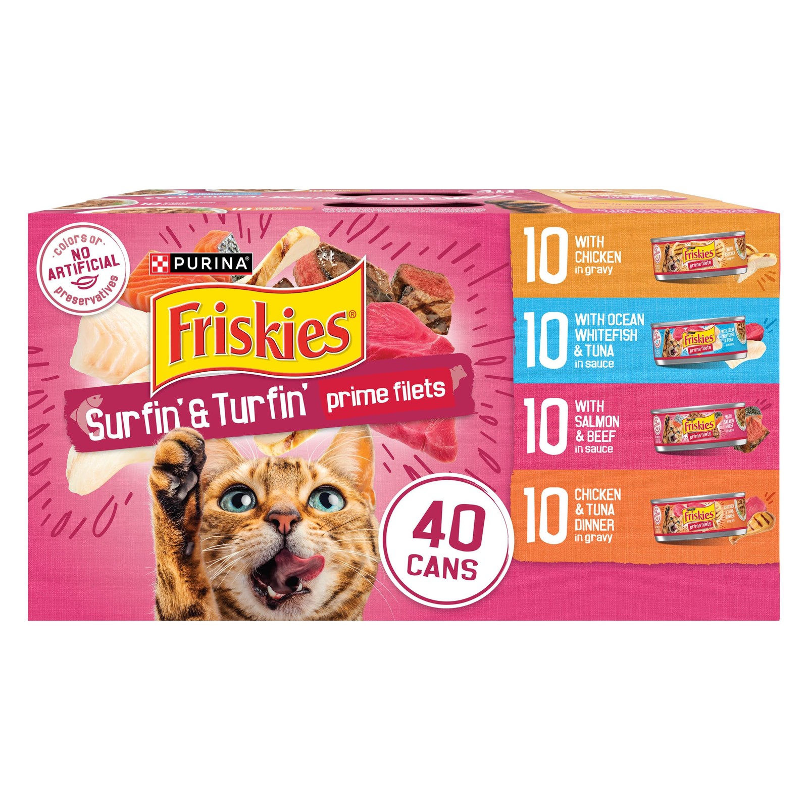 Purina Gravy Wet Cat Food Variety Pack, Surfin’ and Turfin’ Prime Filets Favo…