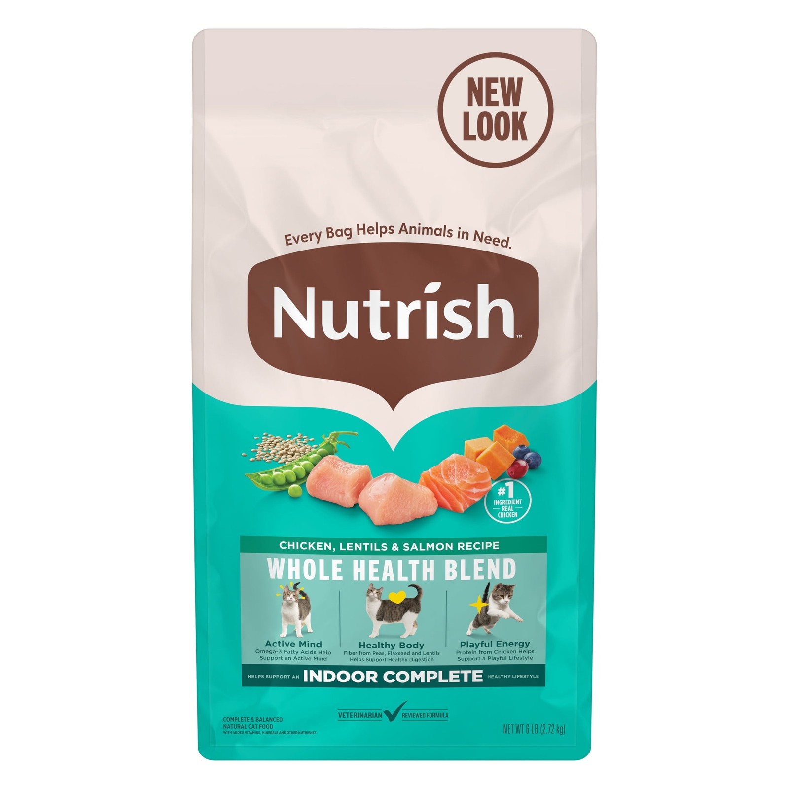 Indoor Complete Chicken Lentils & Salmon Recipe Dry Cat Food 6 lb. Bag Rachael