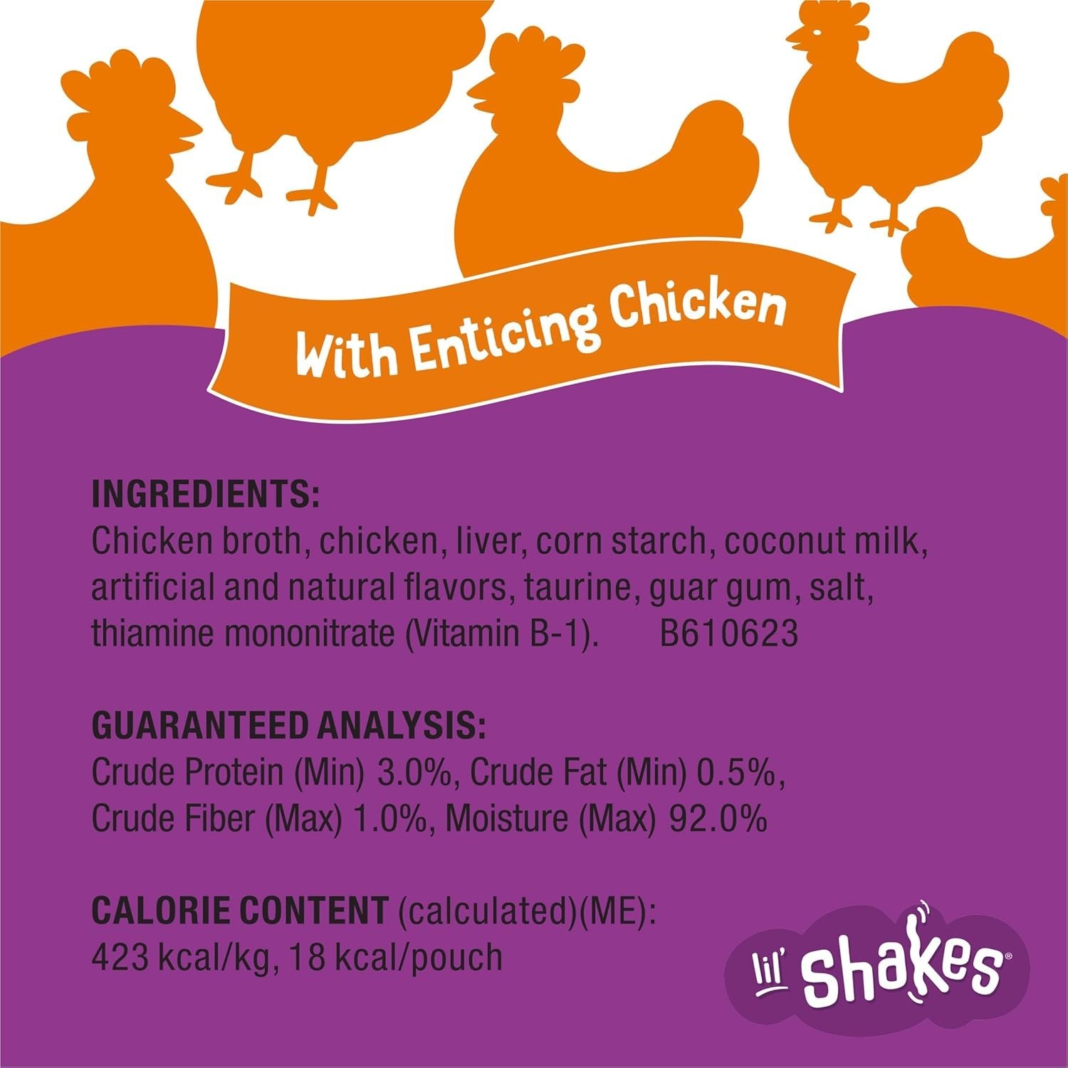 Lil’ Shakes Chicken Cat Treats – Pack of 16 Lickable Pouches for All Breeds
