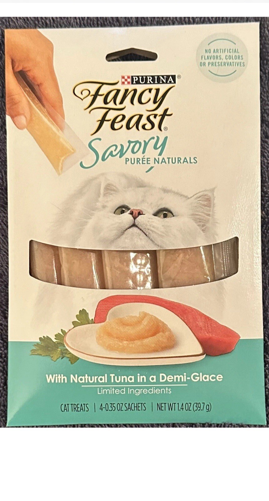 Purina Fancy Feast Savory Puree Natural Tuna Demi-Glace Cat Food # 24 Ind Treats