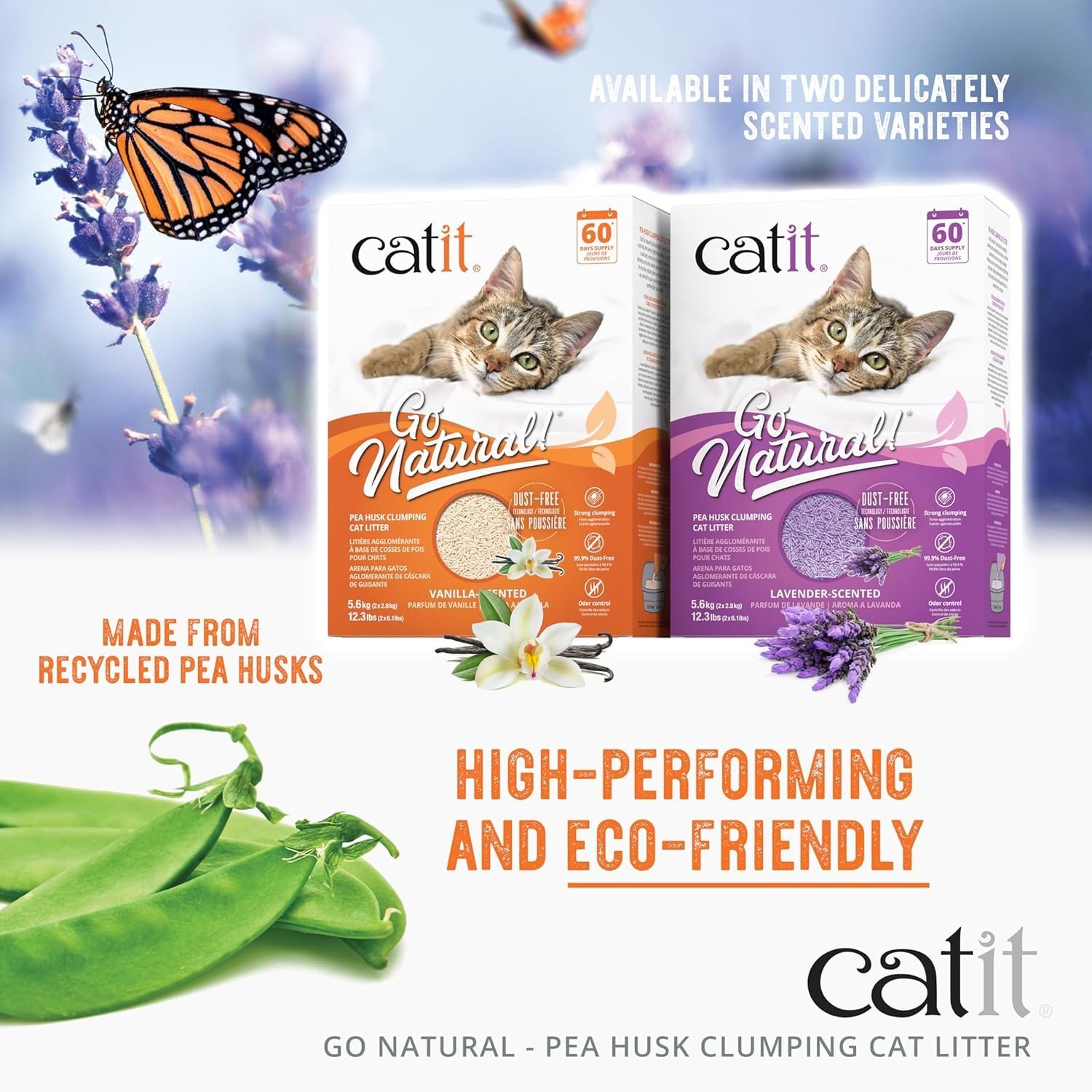 Catit – Go Natural Pea Husk Clumping Cat Litter – Lightweight, Dust Free, Easy C