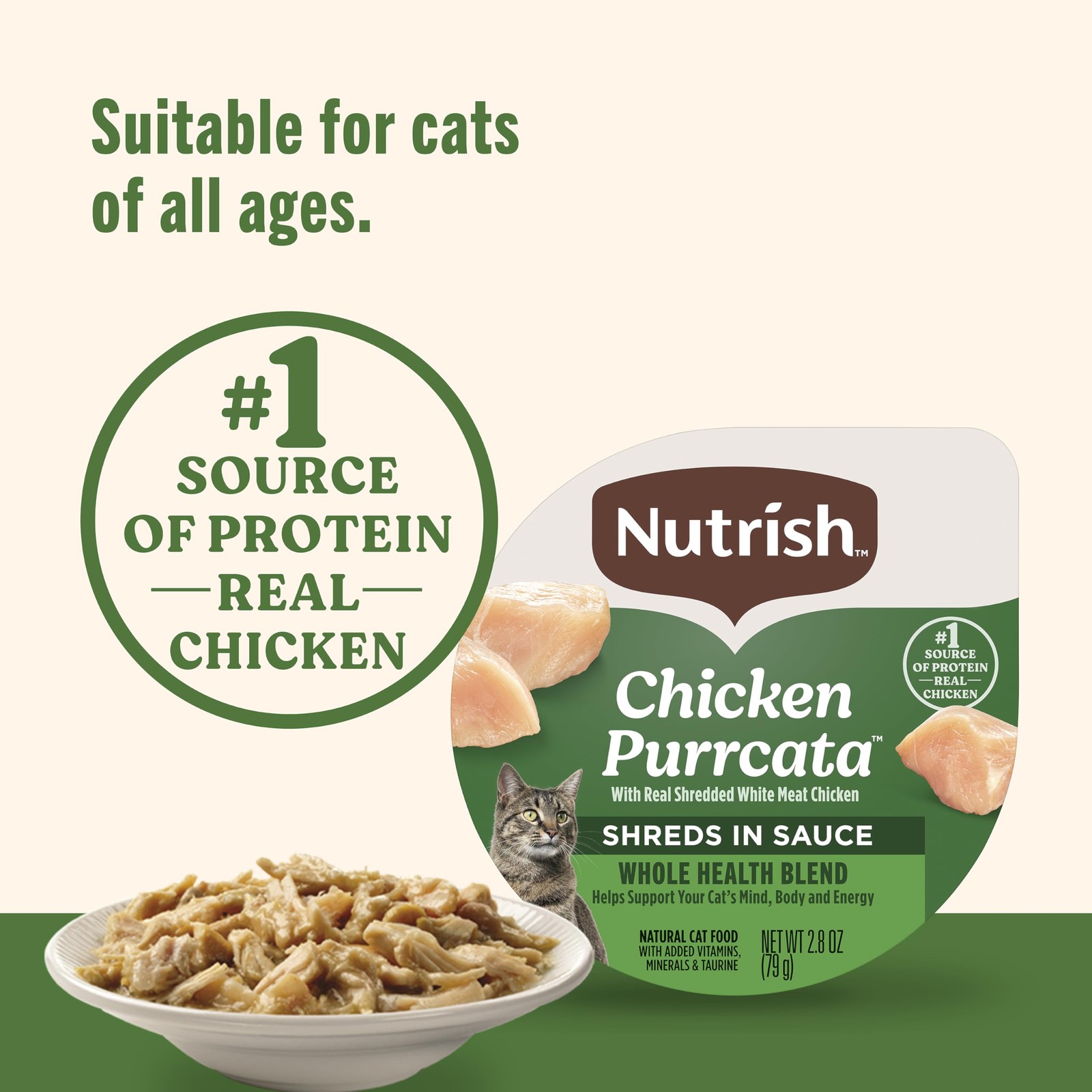 Grain Free Wet Cat Food Chicken Purrcata Whole Health Blend with Real Shredde…