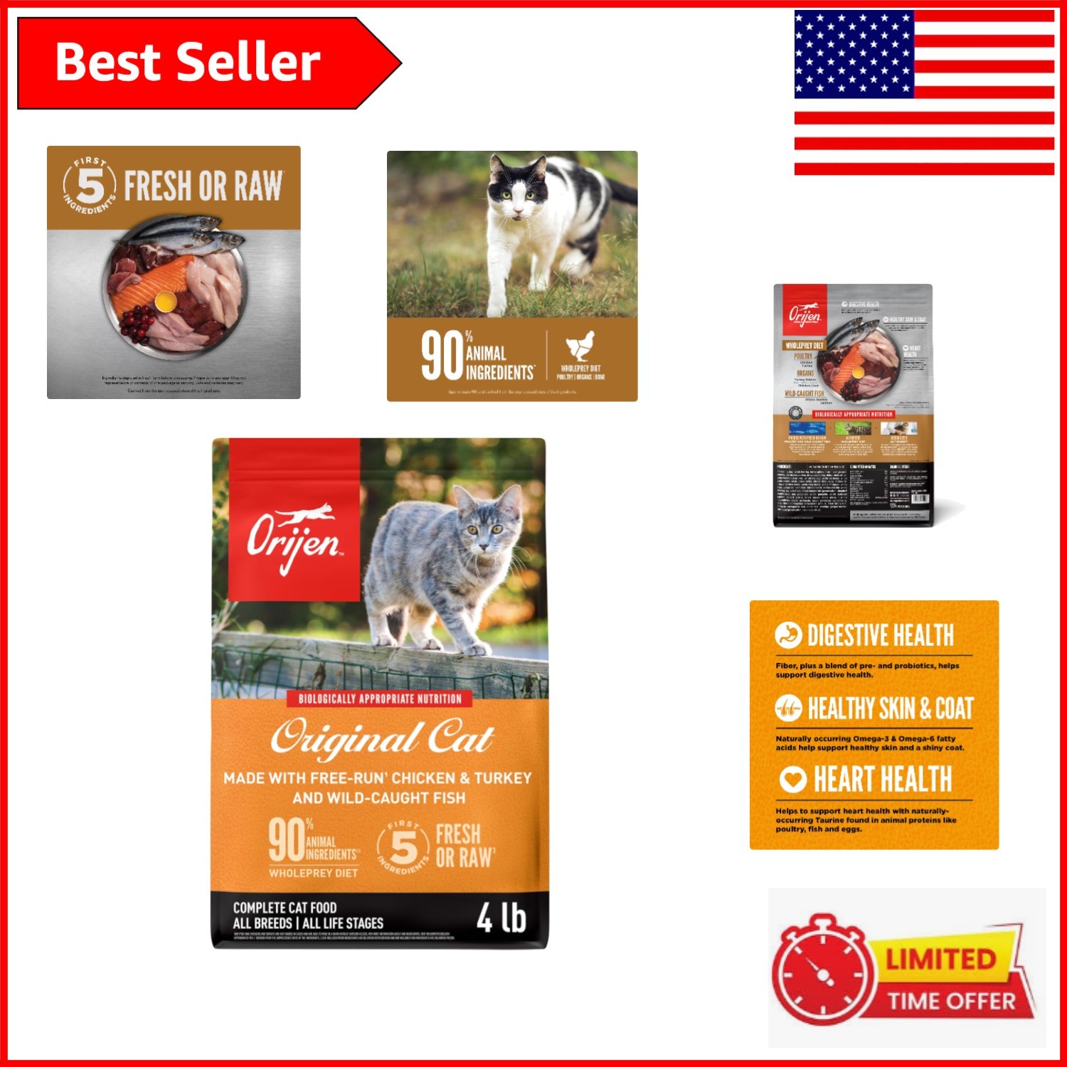 4lb Bag of Grain-Free Cat Food – Supports Skin, Coat & Heart Health