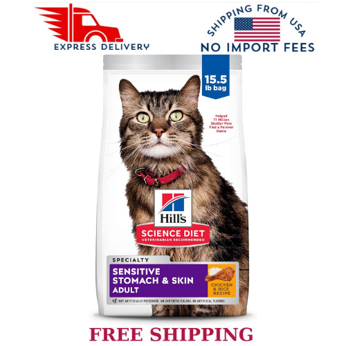 Hill’s Science Diet Sensitive Stomach & Skin Adult Dry Cat Food – Chicken,15.5lb