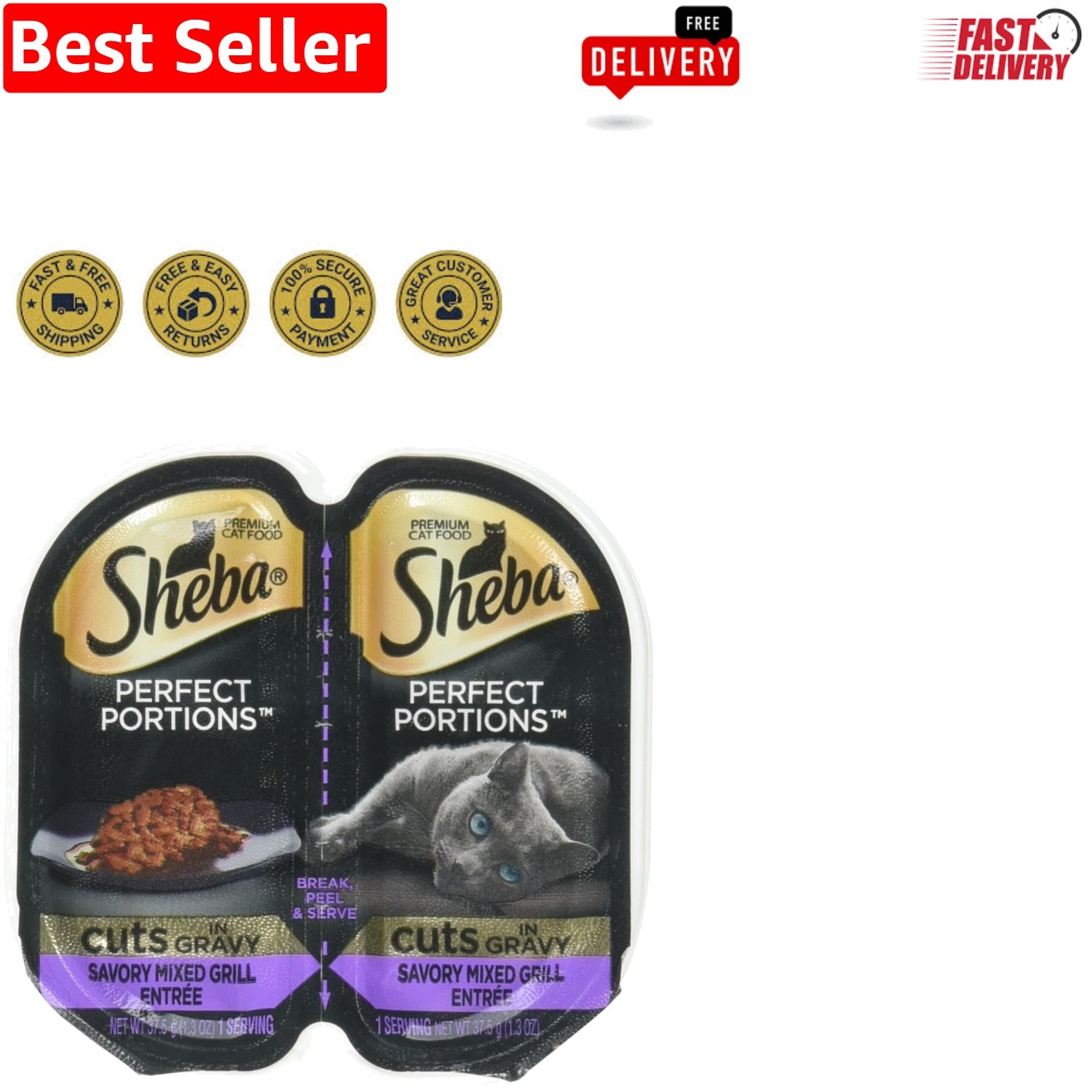 Appetite-Stimulating Mixed Grill Cat Food in Gravy – Perfect Portions Assortment