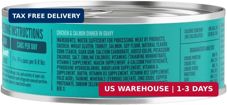 A Strong Heart Canned Wet Cat Food, Chicken & Salmon Dinner in Gravy – 5.5 oz Ca