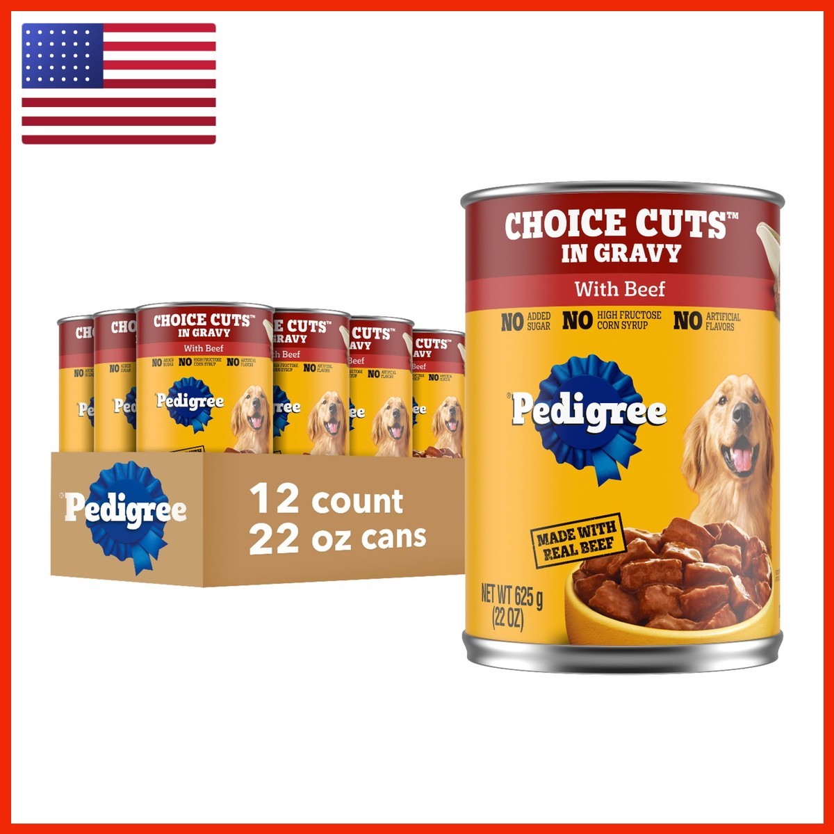 Pedigree Choice Cuts In Gravy Adult Canned Dog Food With Beef 22 oz 12 Count