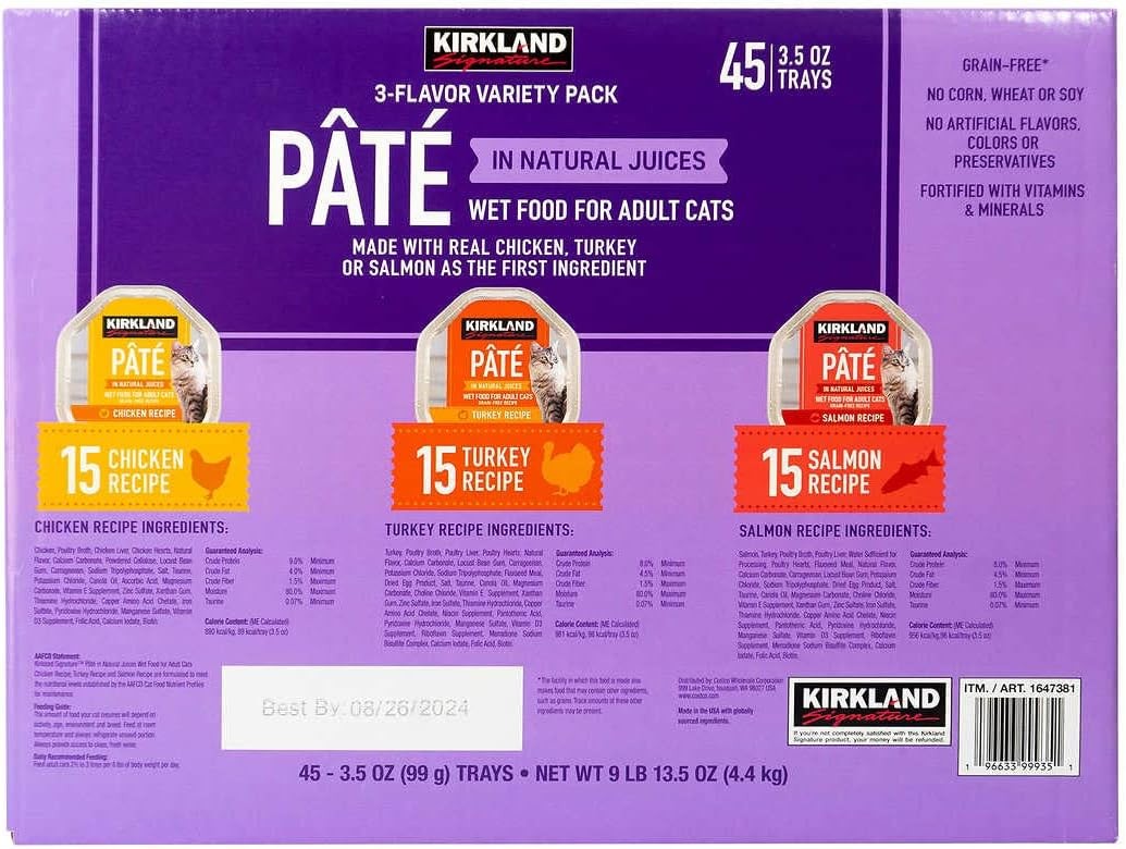 Kirkland Signature Pate Cat Food Variety 3.5 Ounce (Pack of 45)