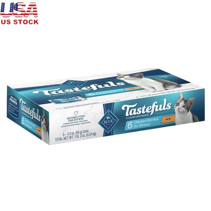 Natural Kitten Pate Wet Cat Food Chicken Protein DHA Multi-Pack 3oz Cans New