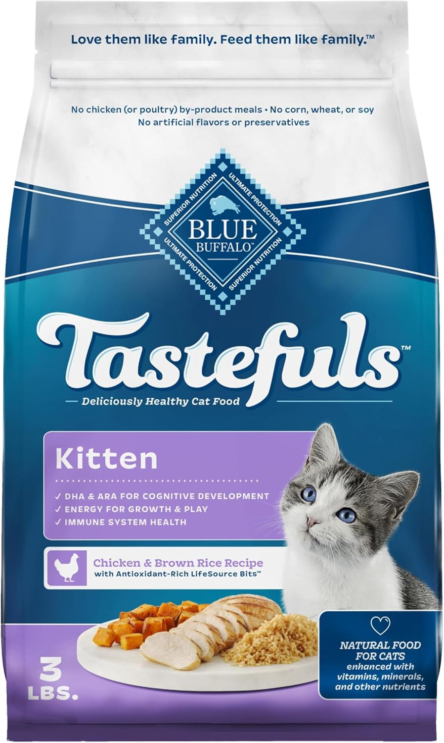 Tastefuls Kitten Food With DHA Dry Cat Food Made in the USA with Natural Ingredi
