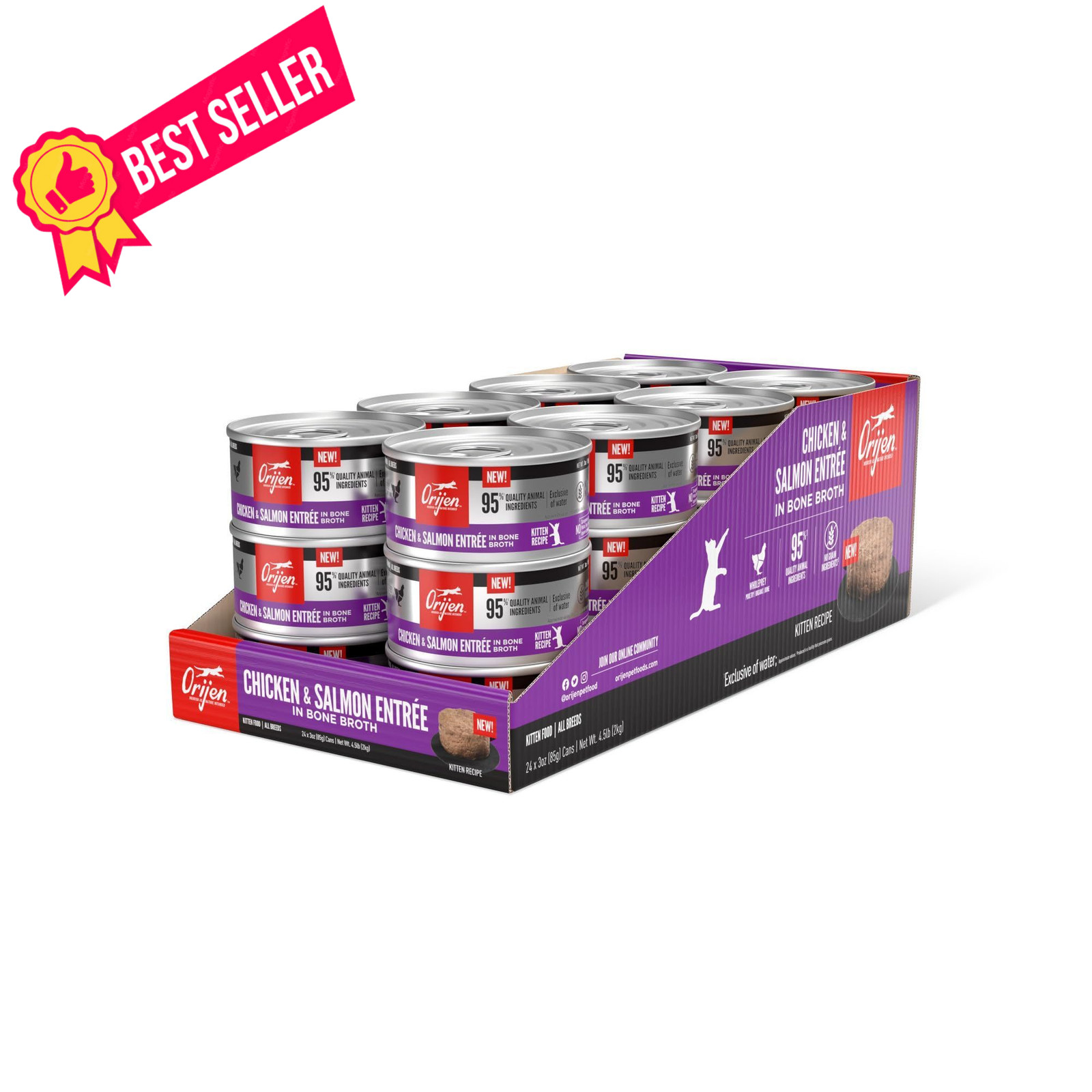 ORIJEN Premium Pate Wet Kitten Cat Food in Bone 3 Ounce (Pack of 24), Purple