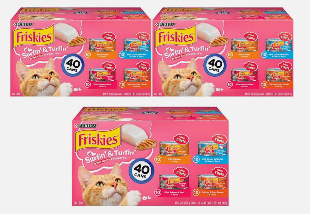 Friskies Surfin & Turfin’ Prime Filets Wet Cat Food Variety Pack 5.5oz 40 ct