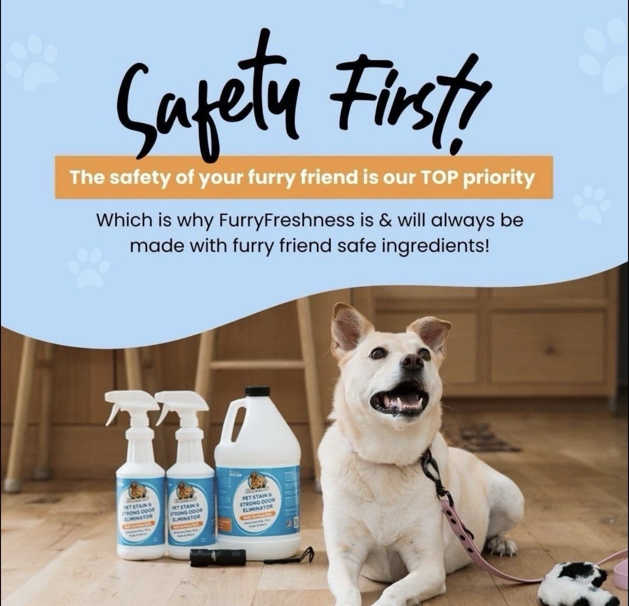 FurryFreshness Extra Strength Cat or Dog Pee Stain & Permanent Odor Remover + Sm