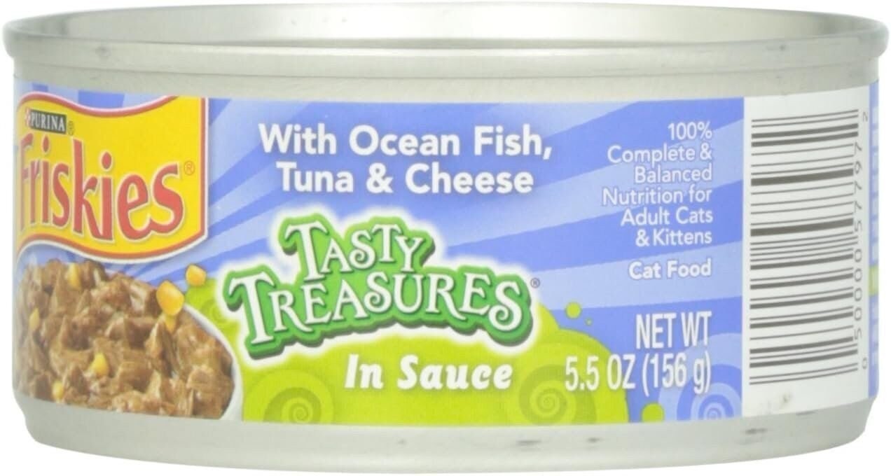 Friskies Canned Tasty Treasures Cat Food, Ocean Whitefish, Tuna And Cheese,…