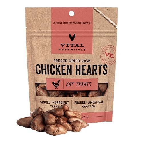 Chicken Hearts Cat Treats, 1 Oz | Freeze-Dried Raw | Single Ingredient | Grain F